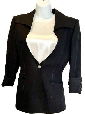Montana by Forex Italy 100%Linen Black Blazer Lightweight Tailored Jacket US8